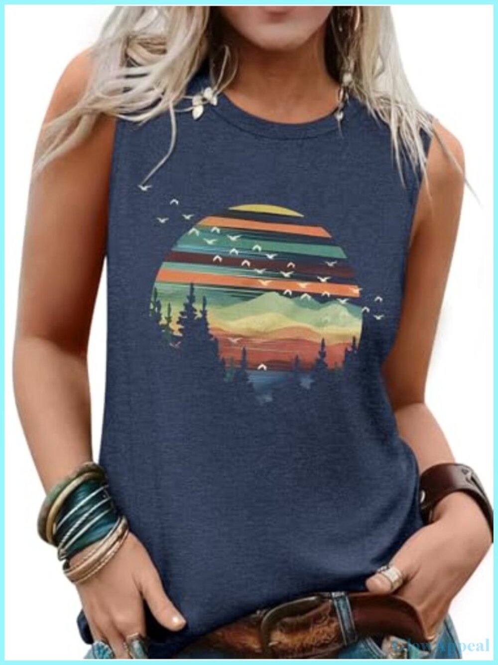 Sleeveless Tank Top Women Loose Fit Crewneck Graphic Summer Casual Blouse